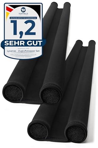 Lyvanas Zugluftstopper für Türen 2er-Set TESTSIEGER* -90cm extra dichter Neopren Tür Zugluftstopper zum Energie sparen - Leiser & Schöner Windstopper Tür