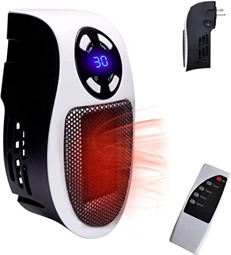 Heizlüfter Energiesparend 500W, Mini Heizlüfter Steckdose, Instant Heater Erfahrungen, Power-Upgrade PTC-Keramikheizung, 3 Modi Sicher, Energiesparend, Raumthermostat für Zimmer Badezimmer