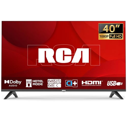 RCA Fernseher 40 Zoll (100 cm) Full HD LED TV Triple Tuner (DVB-T/T2-C-S/S2) Fernseher mit Dolby Audio HDMI Multimedia Player USB CI+ Hotelmodus (NRB40FQ1, 2024)