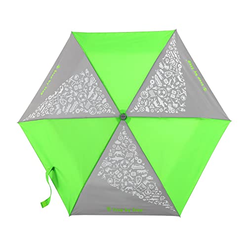 Step by Step Regenschirm Neon Green, neongrün, Doppler für Kinder, mit Neon Fabric und reflektierendem Print, inkl. Tasche und Handschlaufe, für die 1. bis 4. Klasse