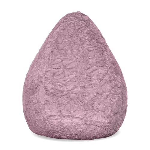 Lumaland Fluffy Sitzsack | Kinderzimmer Sitzkissen 60 x 45 cm | Waschbarer Bezug aus Webplüsch | Flauschiger & weicher Kinder Bodenkissen | Passend für Mädchen & Jungen | 120L Volumen [Pink]