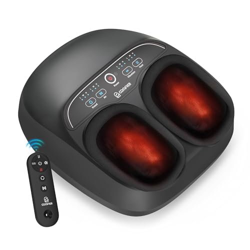 COMFIER Shiatsu Fußmassagegerät mit Wärme,Fussmassagegerät Elektrisch, 3D Kneten, Rollen und Luftkompression, 3 Intensität für müde Muskeln und Fußsohlen, Schwarz,bis Schuhgröße 46