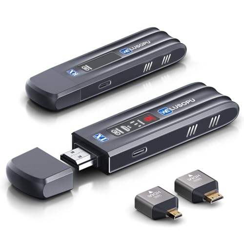 2025 HDMI Wireless, Wireless HDMI Transmitter and Receiver mit Smart LED Display, 5G Funkverlängerung Videos 1080P@60Hz, 165 Fuß Reichweite für Laptop, PC, Camcorder, TV Box zu TV, Monitor, Projektor