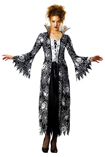 Foxxeo schwarz silber Spinnen Hexen Vampir Kostüm für Damen Fasching Karneval Halloween Größe M