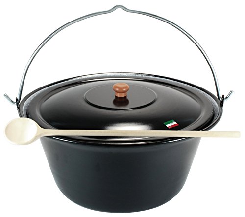 Grillplanet ungarischer Gulaschkessel 22 Liter mit Deckel emailliert, Gulaschtopf Set
