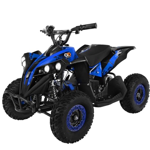 Actionbikes Motors Mini Kinder Elektro Quad ATV RENEBLADE 𝟭𝟬𝟬𝟬 Watt Pocket Quad - Original Safety Touch Fußschalter - 48 Volt - Kinder Pocketquad (Schwarz/Blau)