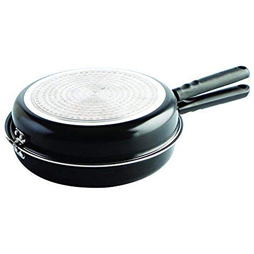 MGE - Omelette-Pfanne für Induktion und Vitro - Doppelbratpfanne für Kartoffeltortillas - Doppel-Pfanne für Kartoffelomeletts für alle Herdarten Geeignet - Aluminium - Ø 24 cm - Schwarz