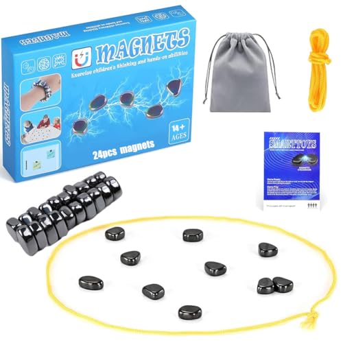 Magnetspiel,Tischspiele Magnetisches Schachspiel, 24 PCS Magnetsteine Spiel Tisch Tischspiele Spiel Magnetschach Reisen Magnetspiele Magnetic Chess
