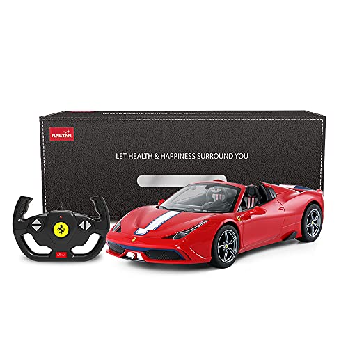 Rastar Ferrari ferngesteuertes Auto, 1 : 14 Ferrari 458, Special A, rotes Spielzeugauto – Cabrio, automatisches Öffnen / Schließen