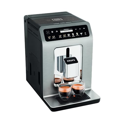 Krups Evidence Plus Kaffeevollautomat mit Milchschlauch, 19 Getränke, 2-Tassen-Funktion, Farbdisplay, Kaffeemaschine, TÜV-Siegel, Silber, EA894T10