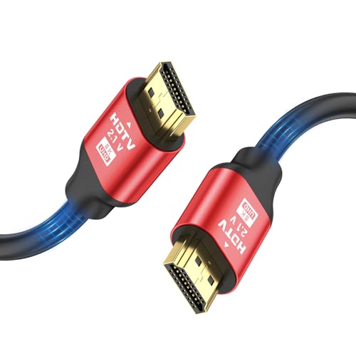 grofyllaa 8K Hdmi Kabel 3M, High Speed Hdmi 2.1 Kabel 8K@60Hz 4K@120Hz, vergoldeter Stecker 3D eARC HDCP 2.2 &2.3 für HDTV/Blu Ray Playback/Projektoren/Laptops/PS4/PS5(Rot)