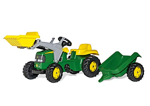 Rolly Toys toys rollyKid John Deere Kinder Trettraktor mit Frontlader und Anhänger 023110 grün