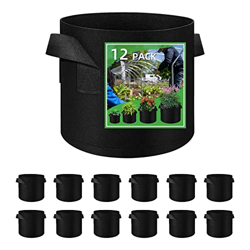 LITLANDSTAR 12 Stück 37L Pflanzsäcke aus Vliesstoff, Gartenpflanze Anbaubeutel Atmungsaktive Vliesstoff-Blumentöpfe mit Griffen Innen und Außenanbaubehälter für Gemüse, Blumen, Pflanzen(10 Gallonen)