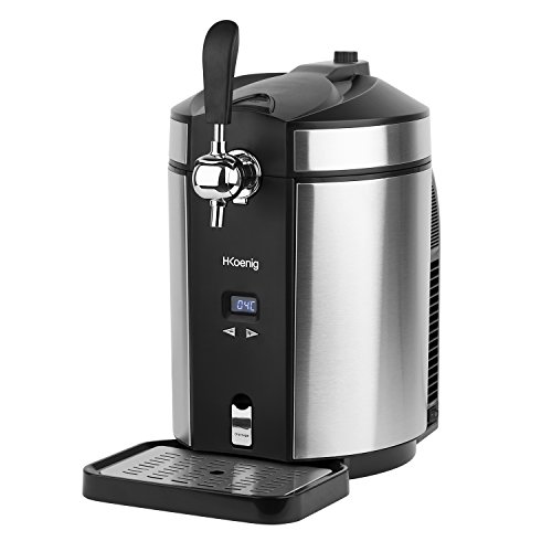H.Koenig Bierzapfanlage BW1880, Kompatibel mit 5L Universalfässern mit und ohne Druck, Edelstahl, Professionell, Universell, Integrierte Kühlung 2 bis 12 °C, LED-Display