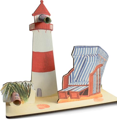 Strandkorb Karte - Leuchtturn Strandkorb 3D-Holzkarte | Geldgeschenke, Geburtstagskarte Für Urlaub Am Meer, Leuchtturm, Sylt, Strand, Gutscheinkarte Für Kurzurlaub An Nordsee Oder Ostsee