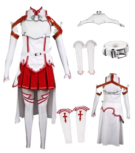 MANMICOS Yuuki Asuna Cosplay Kostüme SAO Erwachsene Weiß Full Suit US Size, weiß, 42