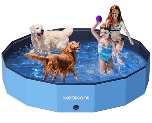 Meowant Hundepool Faltbar, Hundebadewanne, Planschbecken Groß Verdickt PVC, Extra Großer Outdoor-Faltbarer Kinderpool, Tragbare Rutschfestes Hundeplanschbecken, Keine Pumpe Benötigt(180 x 30 cm)