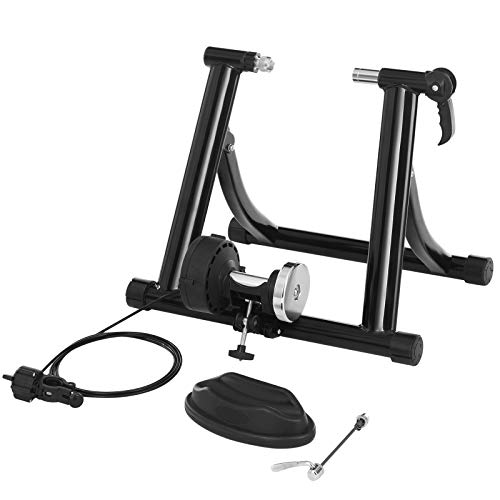 SONGMICS Rollentrainer, magnetischer Fahrrad-Widerstandstrainer mit geräuschreduzierendem Rad, klappbar, zur einfachen Aufbewahrung, schwarz SBT01B