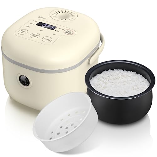 Bear Reiskocher 3,5 Tassen (ungekocht) mit Dampfgarer, Multifunktioneller 350W Elektrischer Mini Rice Cooker，6 Reiskochfunktionen für 2-4 Personen