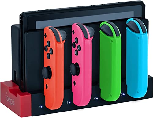 Mcbazel Switch 4 in 1 Joy-Con Ladestation Dockingstation zum Aufladen mit LED-Anzeige für NS Switch Controller Ladegerät, mit USB, Komaptibel mit nintendo swtich