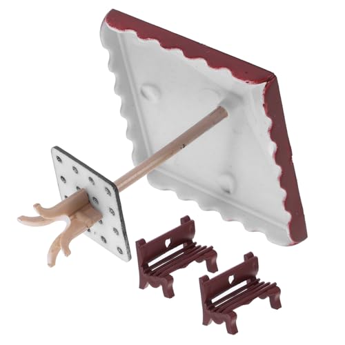 Abaodam 1 Satz Miniatur für Puppenhaus Teiliges Zubehör mit Parasol und Herzstuhl für Gartenlandschaften und DIY Projekte Hochwertige Miniaturmöbel für Kreative Dekoration