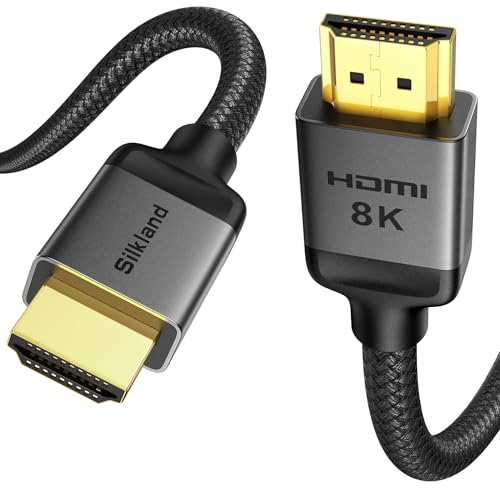 Silkland 10K 8K HDMI 2.1 Kabel 10m, HDMI Kabel 4K@144Hz/120Hz 8K@60Hz,eARC, HDR10, Dolby Atmos, 48Gbps, HDCP 2.2&2.3 für HDTV/Soundbar/PS5/Blu-ray/Switch/Beamer/Laptop/Display/TV Box/PC