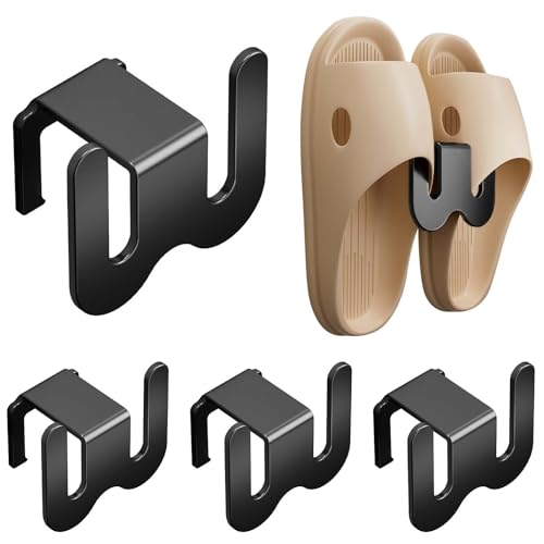 Lunaanda Schuhhalter Wand,4 Stück Pantoffelregale,Wandmontage Schuhhalter, Ohne Bohren Schuhablage,Türschuhregal Zum Hängen, Selbstklebendes Schuhregal,Für Schlafzimmer Wohnzimmer Eingang (Schwarz)