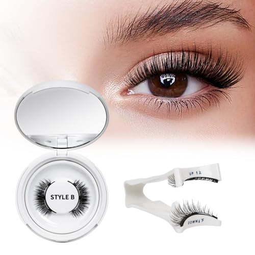 Wiederverwendbares Magnetische-Wimpern natürlicher Look mit Applikator, Magnet-Wimpern Set kein Kleber nötig Wimpern-magnetisch QUEWEL einfach zu tragen und zu entfernen mit Anleitung (Kit-B)