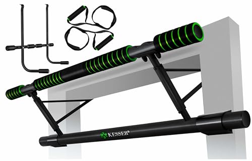 KESSER® 4in1 Premium Klimmzugstange inkl. DIP-Station & Power Ropes, klappbare Türreck, sichere Türrahmen einhängen, Montage zu Hause ohne Schrauben, Pull Up Bar für Crossfit, Grün