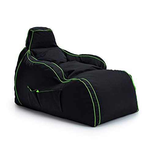 Game Over Videospiel Sitzsack Liegestuhl | Wohnzimmer | Seitentaschen für Controller | Headset-Halter | Hergestellt in Großbritannien | Ergonomisches Design für Entspannte Spieler (Magischer Smaragd)