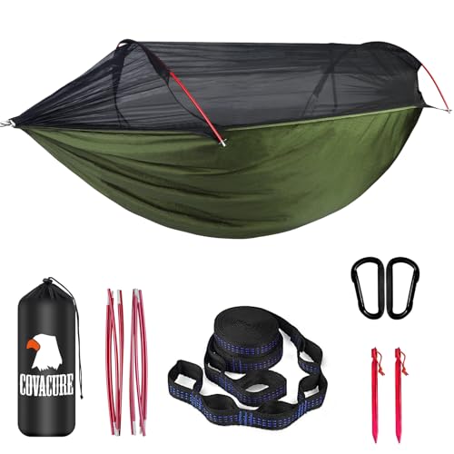 COVACURE Hängematte Outdoor Hängematte mit Moskitonetz - 200kg Belastbarkeit für 2 Personen 270 x 140 cm Ultraleicht Hammock Reise Gadgets für Camping Garten Survival Wander