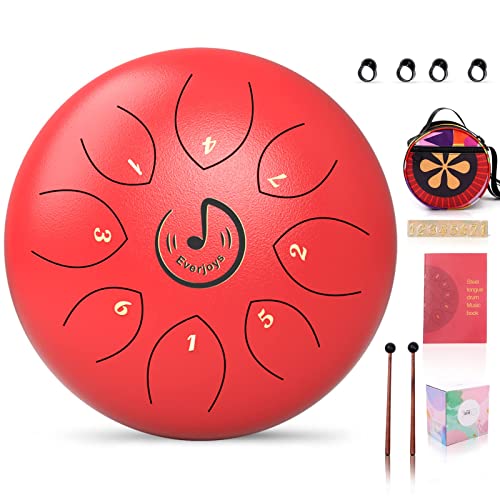 Steel Tongue Drum 6 Zoll 8 Tone C-Key Zungentrommel Schlagzeug Instrument Handtrommel HandPan Drum mit Trommelschlägeln Tragetasche Notenbuch für Meditation Yoga Klangheilung