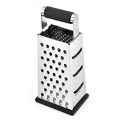 Lomoni, vertikale Edelstahl-Reibe, vierseitige Reibe für Gurken, Karotten und Käse, Reibe, Melone, Hobeln, Kartoffeln, Hobel, rutschfester Griff, Schäler