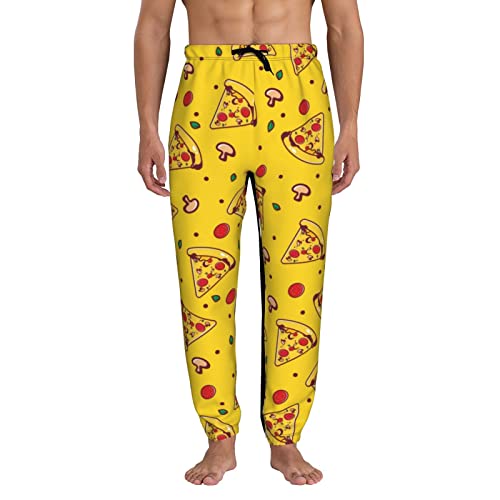 Atasc Tasty Pizza Herren-Jogginghose mit Kordelzug, Stylishr, leicht, Jogger, Sporthose mit Taschen, Schwarz , 36-41