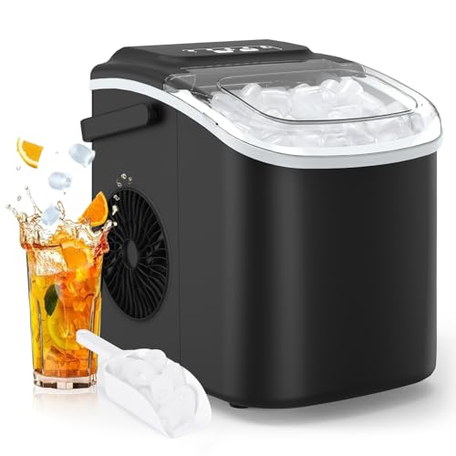 PALINTH Eiswürfelmaschine, Eiswürfelbereiter 9 Würfel in 6 Minuten fertig, Selbstreinigende Kleine Eiswürfelmaschinen mit tragbarem Griff für Küche, Büro, Bar und Party (1.2L)