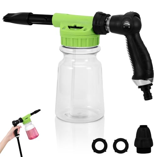 Youool Schaumpistole Autowäsche 1000 ml, 2 in 1 Einstellbar Schaumlanze, Auto Cleaning Foam Gun Schaumkanone Gartenschlauch Anschließen zur Reinigung von Auto-und Motorradgärten Verwendet (Grün)