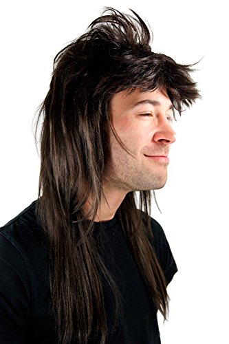 WIG ME UP - 20781-4 Dunkelbraune Perücke, Vokuhila, Typ Mullet, Prolet, Wig