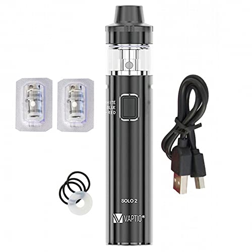 VAPTIO Solo 2 Kit Vape Pen 3000mAh Eingebauter Akku 50W Netzwerkspule für 4,0ml All-in-One-Tank Elektronische Zigarette,No E Liquid No Nicotine (Schwarz)