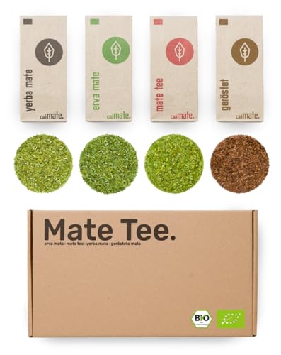 Mate Tee Probierset ● 4 Bio Matesorten ● je 100g Erva Mate + Yerba Mate + grüner Matetee + gerösteter Matetee