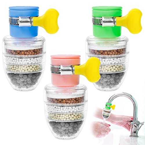 3 PCs Wasserhahnfilter, universelle Schnittstellen-Tap-Filter (6 -schichtige Filtration) spritzer Tapffilter Aktive Mineralfilter Aktiviertes Kohlenstoffhahn-Wasserhahn-Filter für Kohlenstofffilter