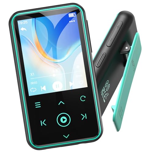 AGPTEK 64GB MP3 Player mit Sport Clip, Bluetooth 5.3 Player mit 1,8 Zoll TFT Farbbildschirm, Mini Musik Player mit Touch-Tasten, FM Radio, Schrittzähler, unterstützt bis 128GB SD Karte, Blau