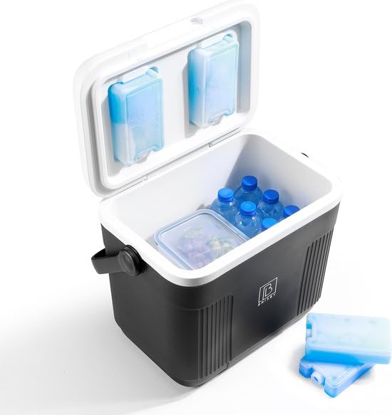 Brisby 22L Kühlbox – Passiv & Ohne Strom – mit 4 Großen Kühlakkus à 450 ml – Bis zu 40 Std. Kühl / 18 Std. Warm – Kompakte Kühlbox für Camping, Auto, Arbeit, Festival – BPA-frei