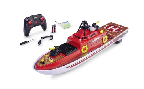 Carson 500108051 RC- Feuerlöschboot 2.4G 100% RTR - Ferngesteuertes Boot, RC Boot, Ferngesteuertes Boot für Kinder und Erwachsene, inklusive Fernsteuerung, Rot