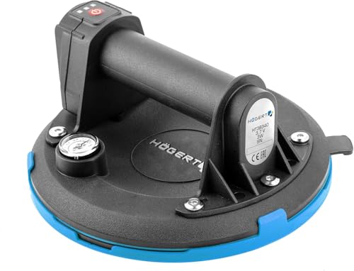 Högert Technik - Akku Saugheber 200 mm mit Manometer, Akkusauger Heavy Duty Saugheber, Belastung: 150kg, Saugnapf wird beim Transport von Fensterglas, glatten Gegenständen und Keramikfliesen