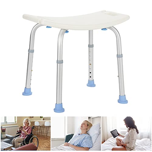 Sonnewelt Duschhocker Duschstuhl Belastung 136kg 8-Fach höhenverstellbar Badhockerund 35-55 cm Anti-Rutsch-Füße Stabil badhocker für die dusche-Ohne Bohren