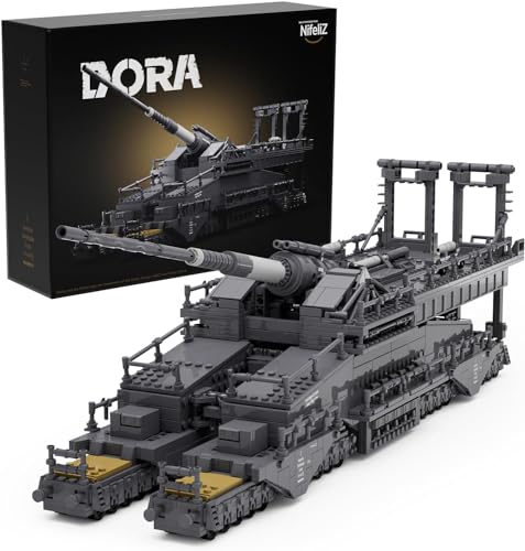 Nifeliz Eisenbahngeschütz Militär Klemmbausteine, Dora Deutscher Schwere Artillerie Modell Sammlerstück, WW2 Schienengeschütz, Geschenk für Erwachsene Männer (2355 Teile)