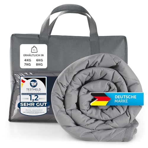 Blumtal Gewichtsdecke 135x200 cm - Oeko-TEX zert. Entspannungsdecke 100% Baumwolle (Obermaterial) - Gewichtsdecke 6kg - Therapiedecke 135x200 mit Glasperlenfüllung/weiche Schlafdecke Anti-Stress