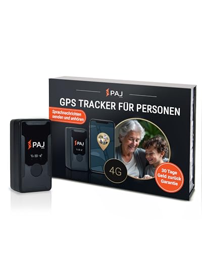 PAJ GPS Easy Finder 4G - GPS-Tracker für Kinder, Senioren & Demenz - Sprachnachrichten - Echtzeit-Ortungsgerät mit SOS-Notrufknopf - bis zu 14 Tage Akkulaufzeit - Mini GPS Tracker