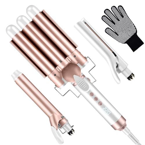 3-in-1-Lockenstab und Glätteisen-Set, 3-Röhren-Lockenstab (1 Zoll), 32mm-Lockenstab (1 1/4 Zoll), Haarglätter (1 Zoll), Kann Verschiedene Frisuren Kreieren, Glattes Haar, Lockiges Haar, Usw.