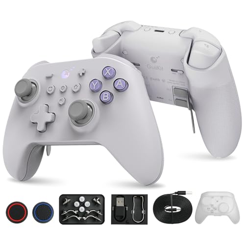 No Drift Stick GuliKit KK3 Max Bluetooth Controller, Kingkong 3 Max Wireless Controller für Switch/Switch OLED, Hall Effekt Joystick/Auslöser, Maglev/Rotor/HD-Vibration, Hyperlink Adapter (Grau)